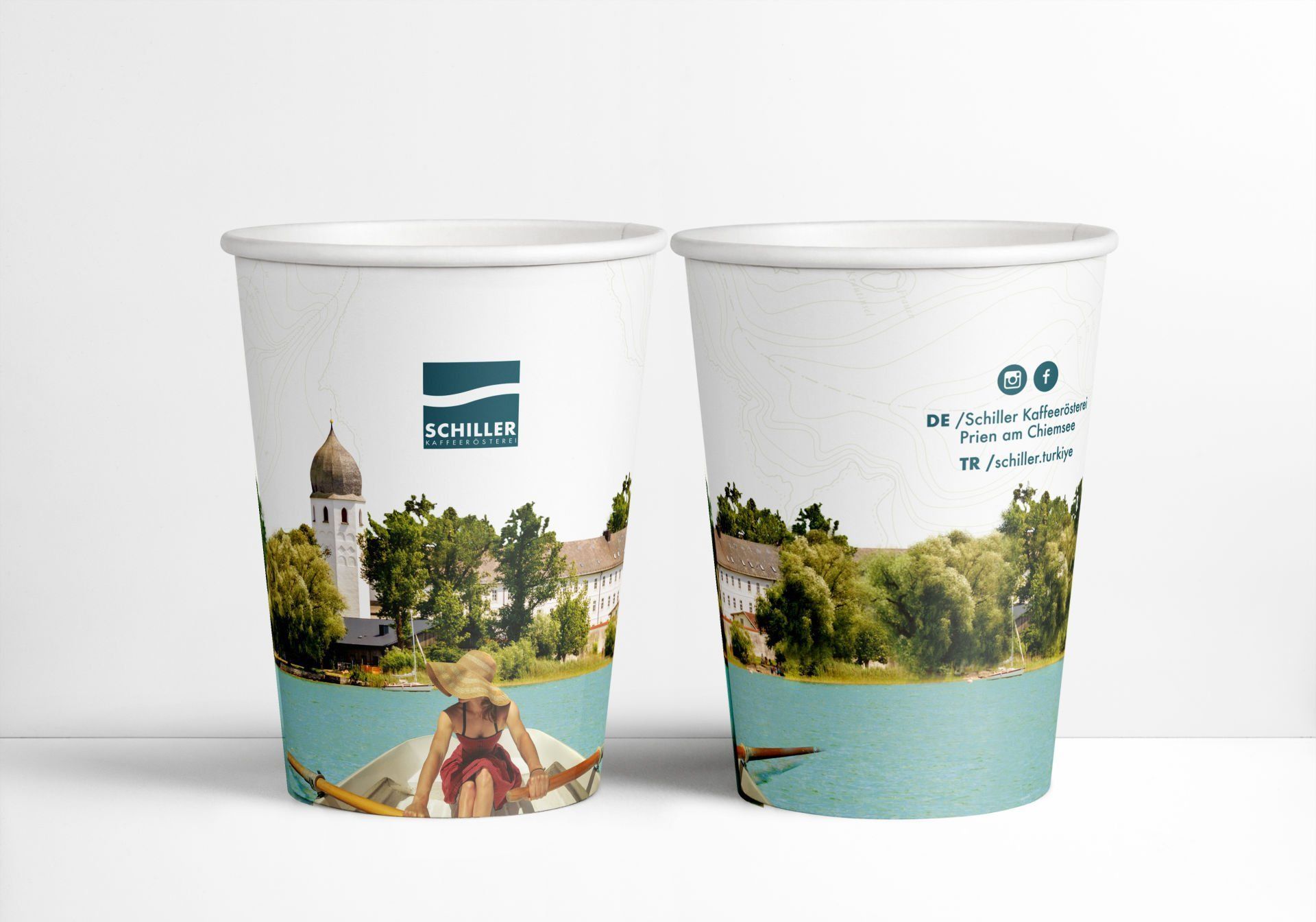 Schiller Logolu 8 Oz Karton Take Away Bardak (Double Wall)