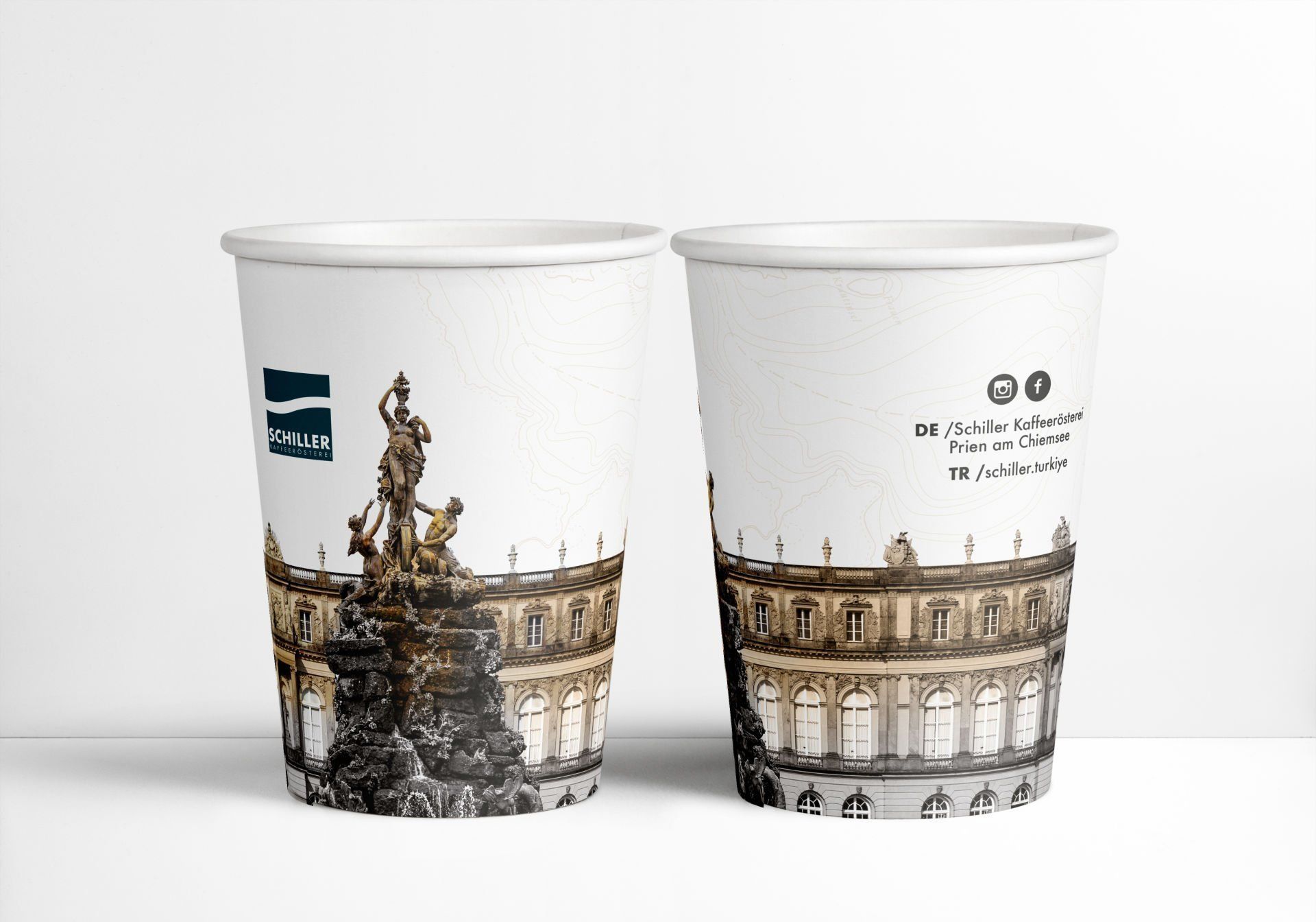 Schiller Logolu 8 Oz Karton Take Away Bardak (Double Wall)